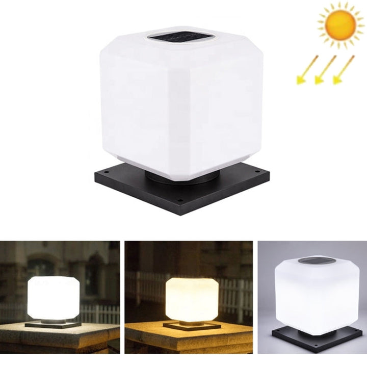 003 Solpanel Fyrkantig Utomhus Postlampa LED Vattentåliga Vägglampor, Storlek: 20 cm (Tricolour Light)