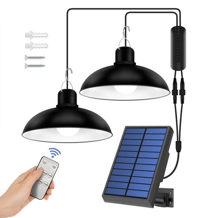 IP65 Vattentät Utomhus Solenergi LED Hänglampa Inomhusbelysning, Specifikation: Dubbel Vit Ljus med Fjärrkontroll