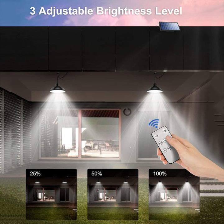IP65 Vattentät Utomhus Solenergi LED Hänglampa Inomhusbelysning, Specifikation: Dubbel Vit Ljus med Fjärrkontroll