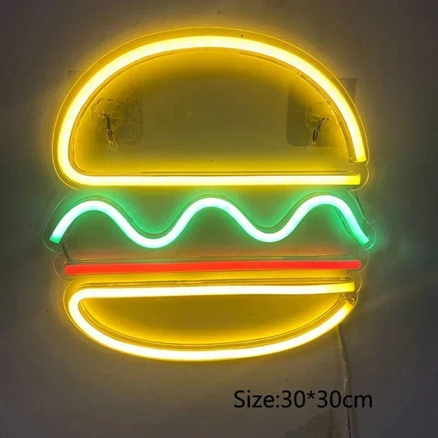 Neon Snabbmatskylt – Ljusa Tacos Design, LED Nattlampa för Restauranger och Kök |