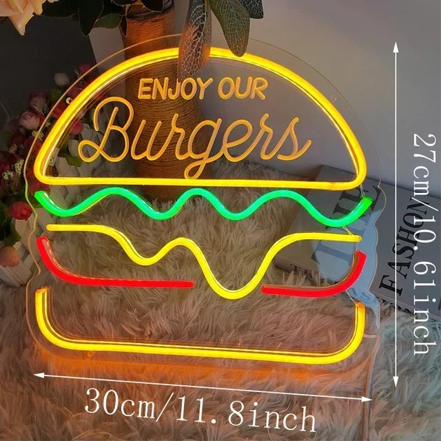 Neon Snabbmatskylt – Ljusa Tacos Design, LED Nattlampa för Restauranger och Kök |