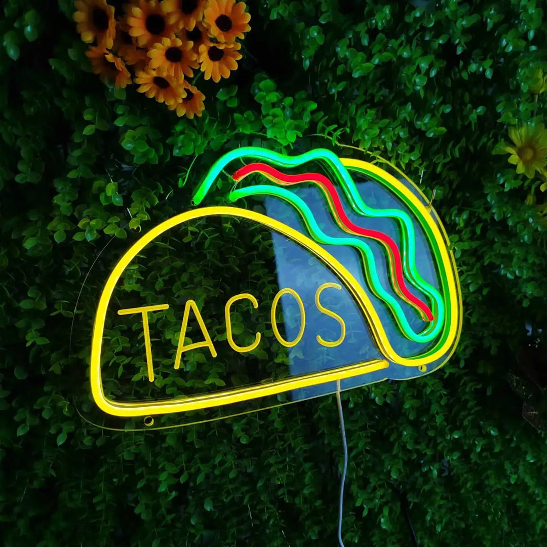Neon Snabbmatskylt – Ljusa Tacos Design, LED Nattlampa för Restauranger och Kök |