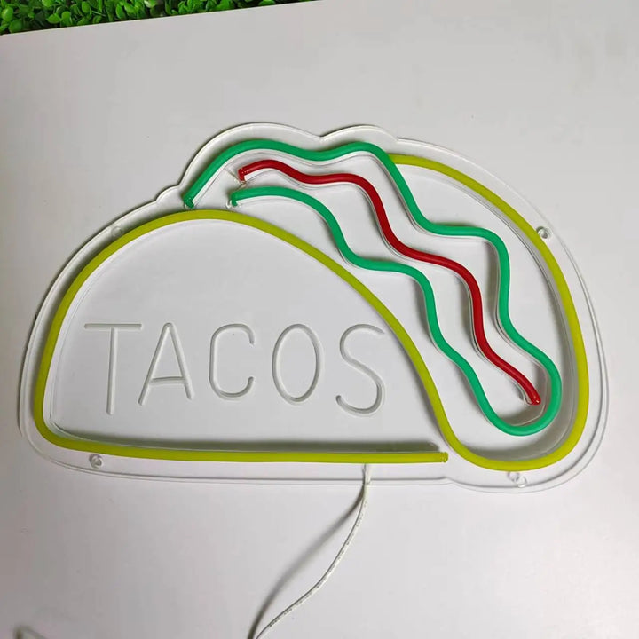 Neon Snabbmatskylt – Ljusa Tacos Design, LED Nattlampa för Restauranger och Kök |