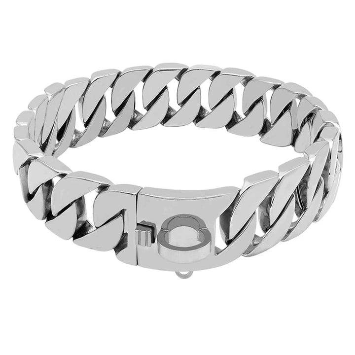 KrachtNeck Metallhundhalsband – Robust halsband i rostfritt stål för stora hundar