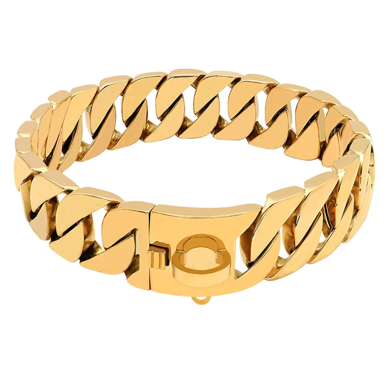 KrachtNeck Metallhundhalsband – Robust halsband i rostfritt stål för stora hundar