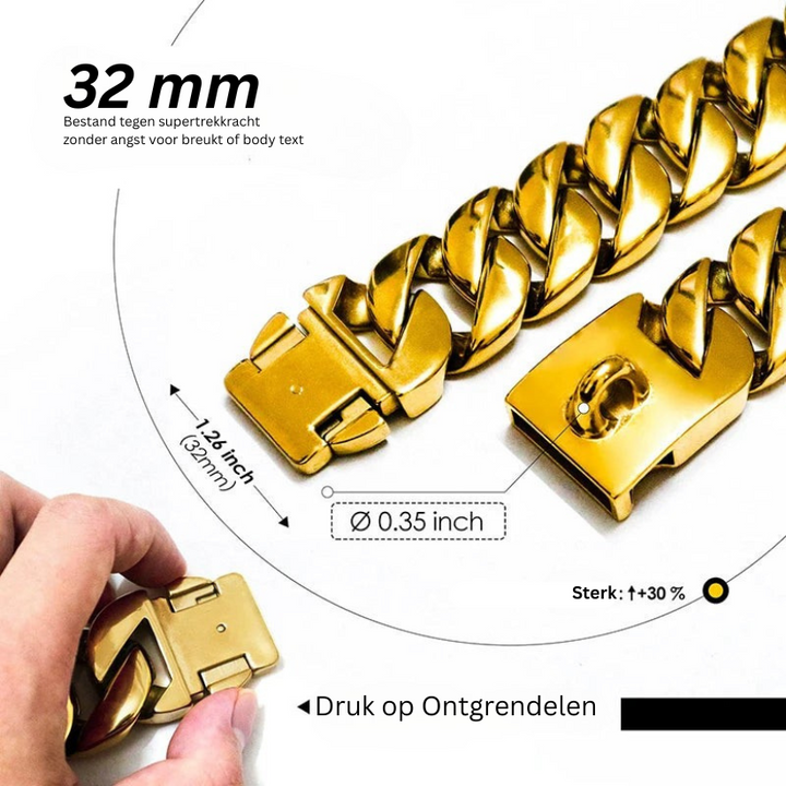 KrachtNeck Metallhundhalsband – Robust halsband i rostfritt stål för stora hundar