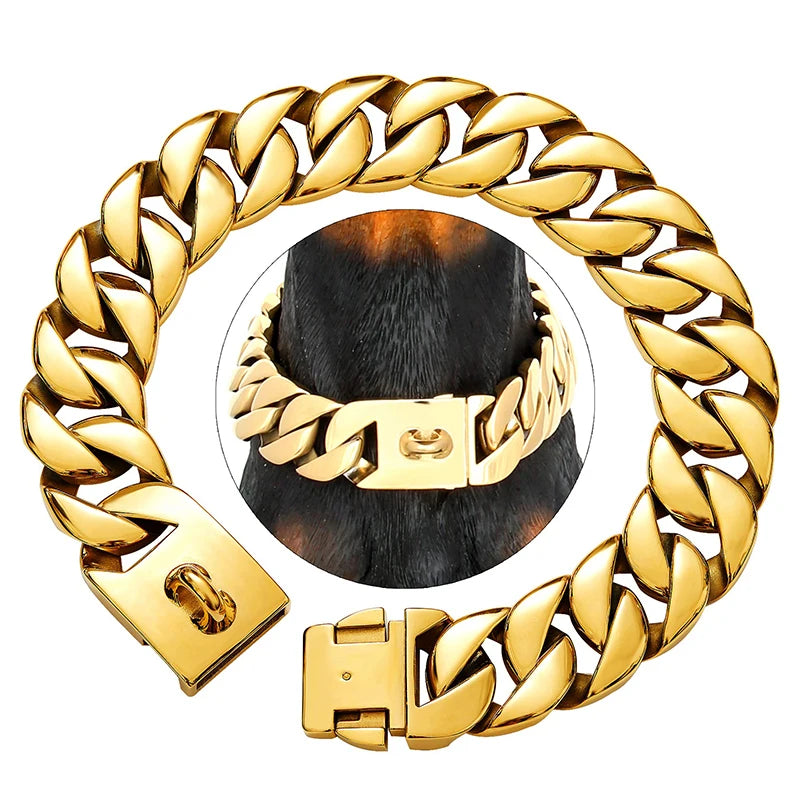 Styrka Nacke Metall Hundhalsband – Robust Halsband i Rostfritt Stål för Stora Hundar