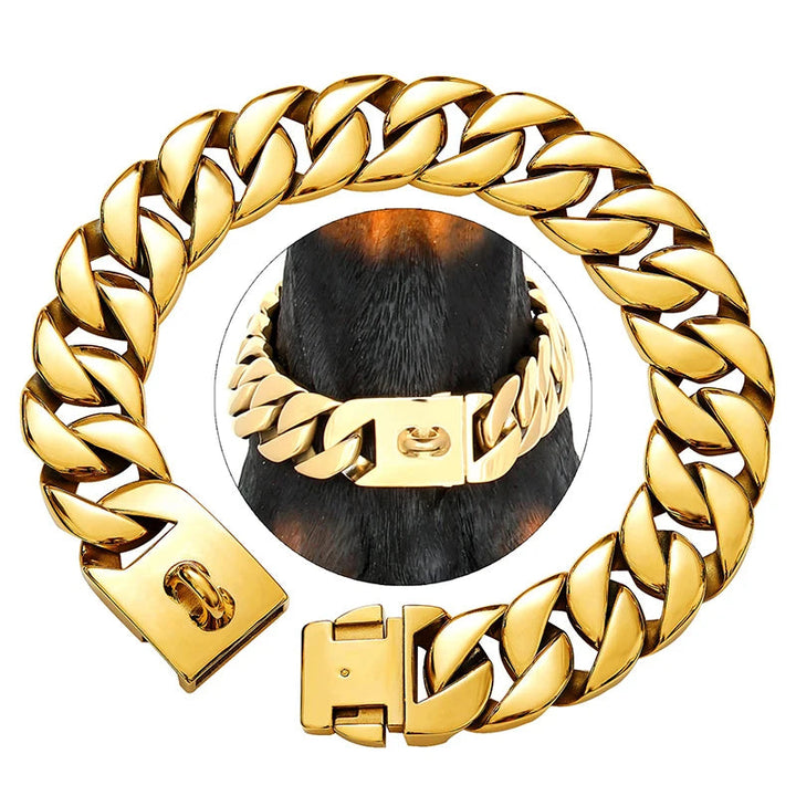 KrachtNeck Metallhundhalsband – Robust halsband i rostfritt stål för stora hundar