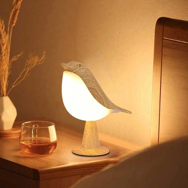 Uppladdningsbar LED-nattlampa med touchsensor och kreativ fågeldesign