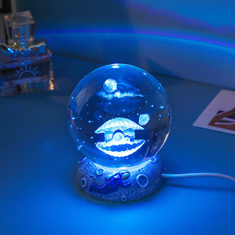 AquaGlobe Kristallkula Nattlampa | Undervattensvärld LED-lampa | Stämningsljus &amp; Dekor för Hemmet