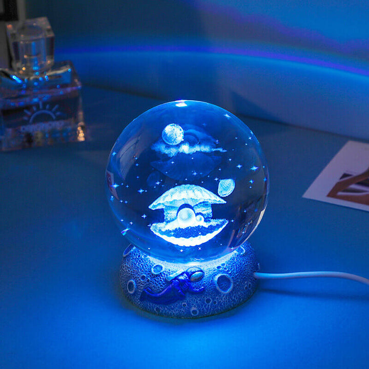 AquaGlobe Kristallkula Nattlampa | Undervattensvärld LED-lampa | Stämningsljus &amp; Dekor för Hemmet