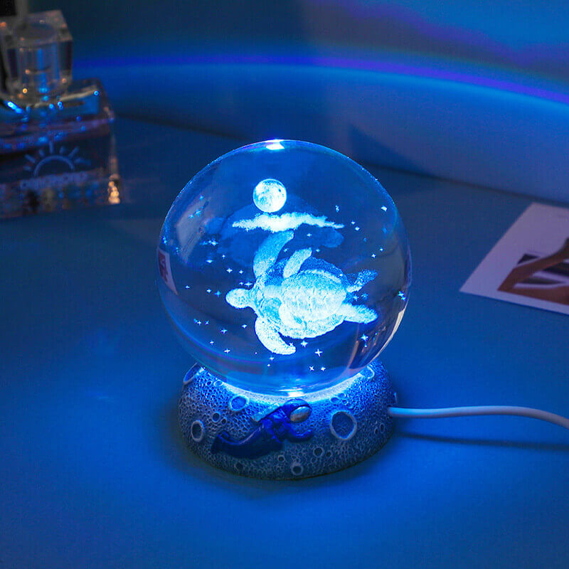 AquaGlobe Kristallkula Nattlampa | Undervattensvärld LED-lampa | Stämningsljus &amp; Dekor för Hemmet