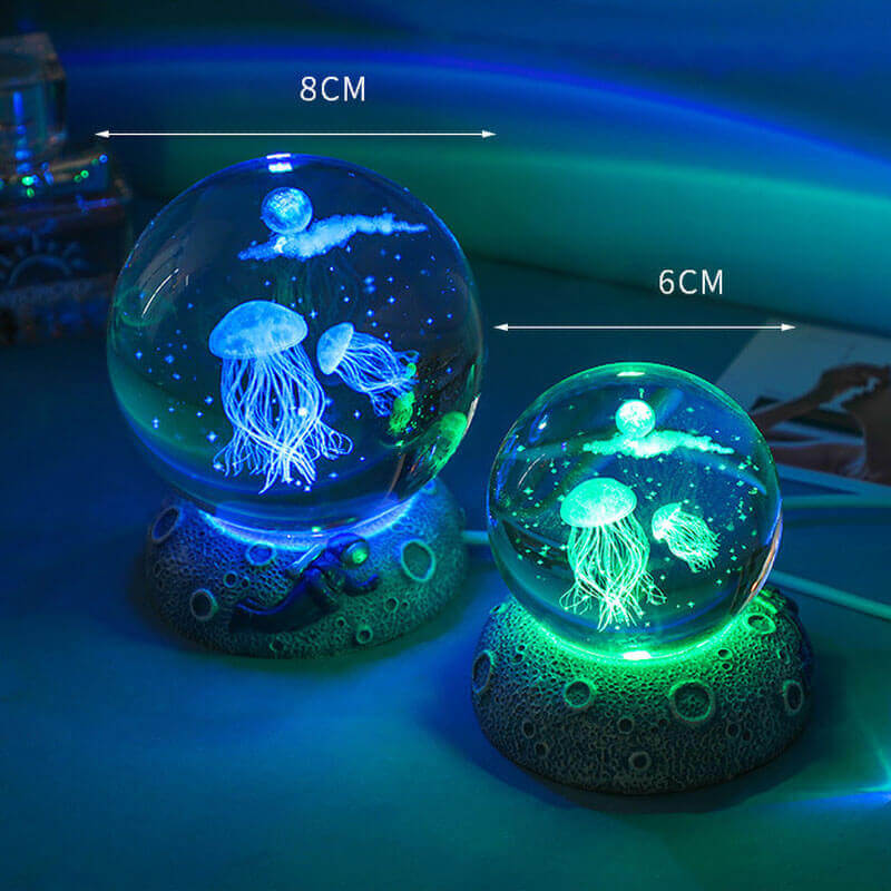 AquaGlobe Kristallkula Nattlampa | Undervattensvärld LED-lampa | Stämningsljus &amp; Dekor för Hemmet