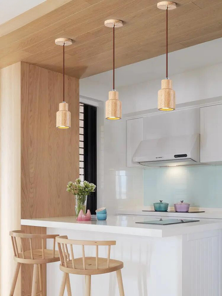 Skandinavisk Träpendellampa – Minimalistisk Design för Vardagsrum och Sovrum | Naturlig Trälook