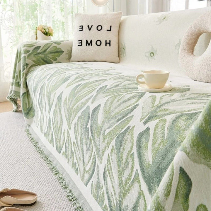 Verdure Leaf Pattern Chenille Sofföverdrag