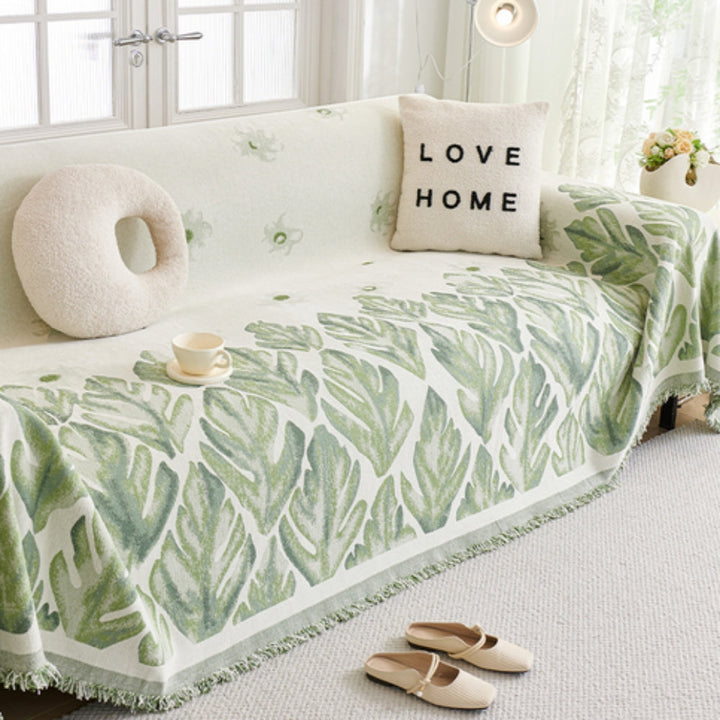 Verdure Leaf Pattern Chenille Sofföverdrag