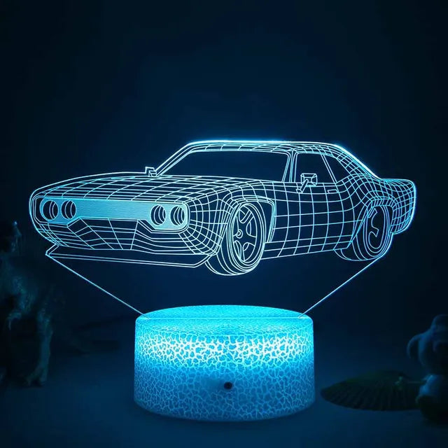 LED Nattlampa - 3D Illusionslampa för Barnrum, USB Laddning |