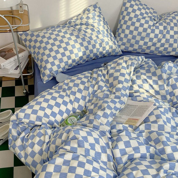 Abstrakt Schackbräda Enkel Sänglinne Set