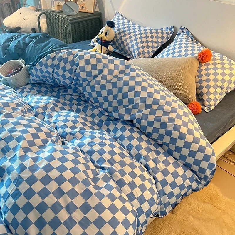 Abstrakt Schackbräda Enkel Sänglinne Set