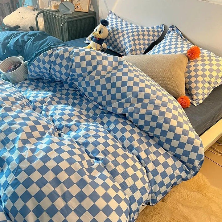 Abstrakt Schackbräda Enkel Sänglinne Set