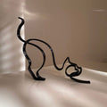 Tier Konst Järn Skulptur Retro Metall Svarta Linjer Katt Hund Skrivbord Ornament