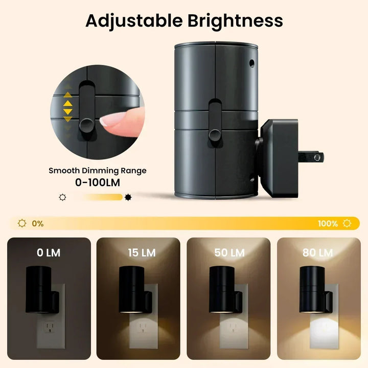 Dimmbar Plug-In Nattlampa med Rörelsesensor - LED-lampa för Sovrum, Korridorer och Trappor
