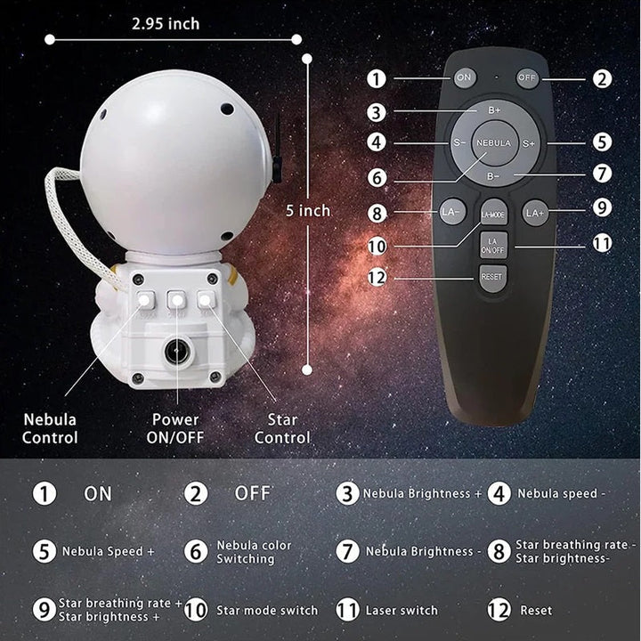 Astronaut Galax Projektor LED Nattlampa