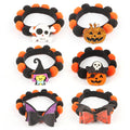 Halloween Husdjurskrage – Justerbar Hund- och Katthalsband med Pumpa- och Skallemotiv