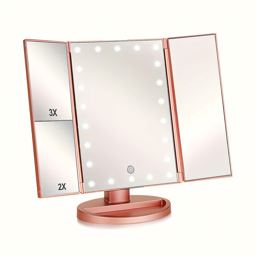 GlowMirror – Fällbar LED Makeup Spegel med 3x/2x Förstoring |
