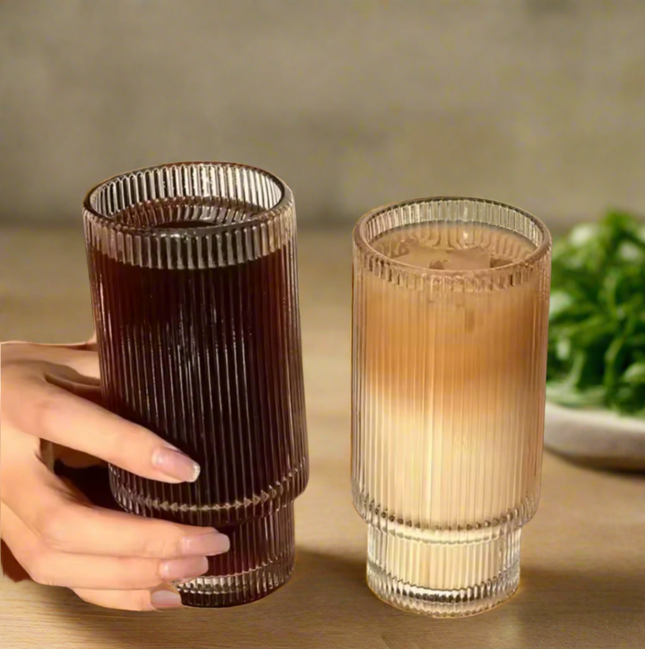 6-delat ribbat glas set svart