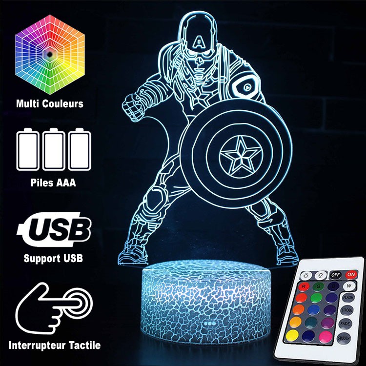 3D Lampa Marvel Captain America Strid
