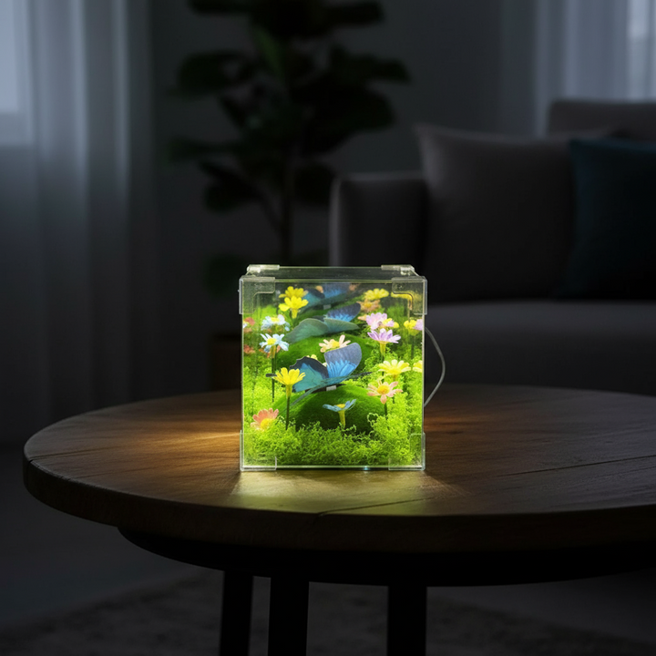 LED Fjäril Trädgård Kub Nattlampa Dekor