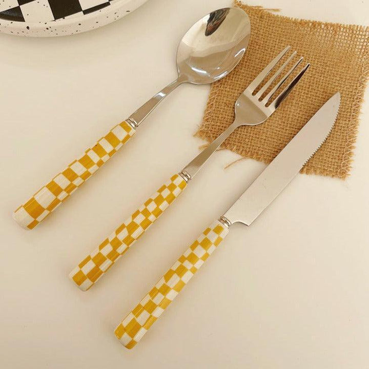 RetroChef – Stilig bestick i rostfritt stål med rutmönster