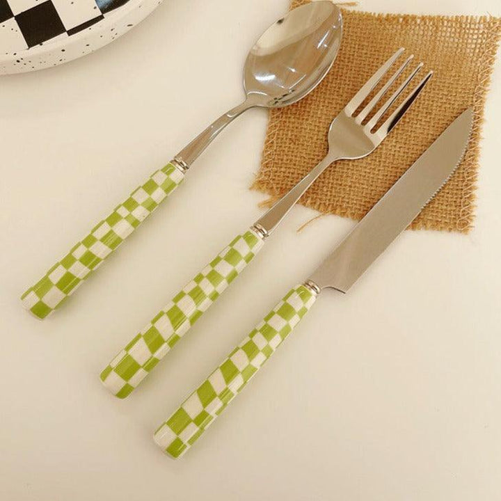 RetroChef – Stilig bestick i rostfritt stål med rutmönster