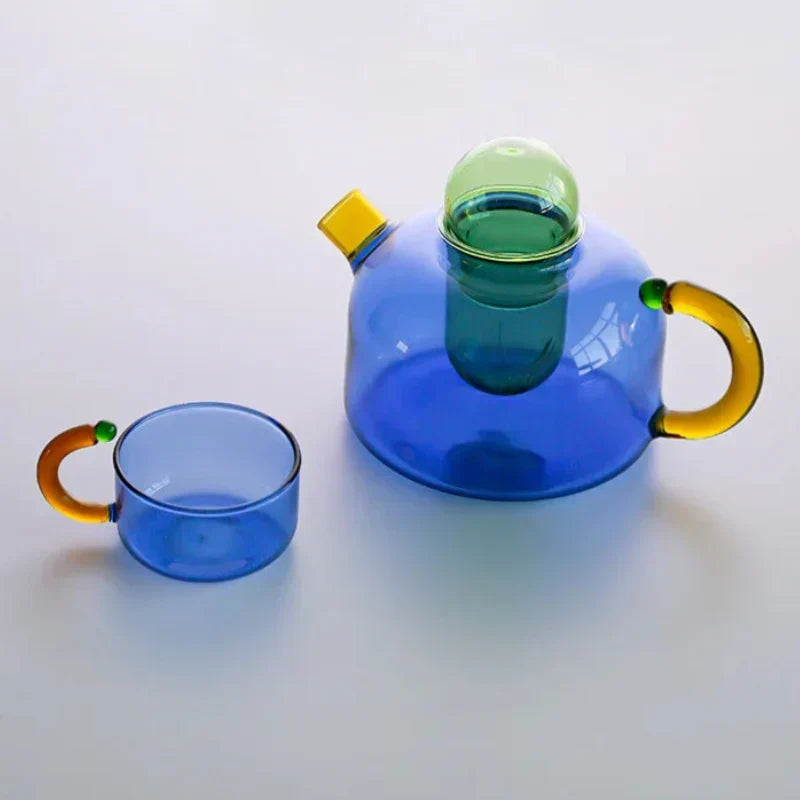 färg Bloom Glas Teapot &amp; Cup Set