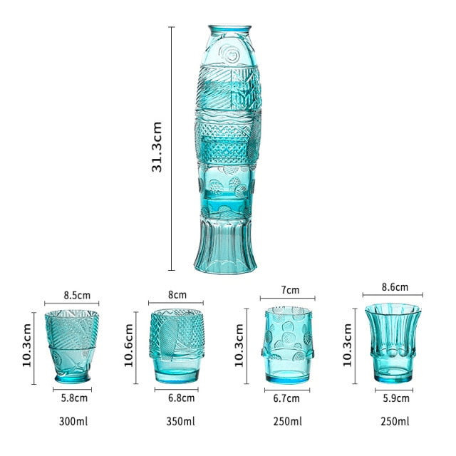Färgglatt Glas Muggsset i Koi Fiskform - Rea