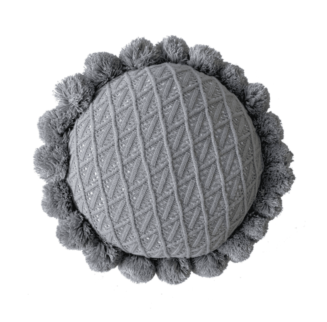 Söt Pom Pom Fringed Rund Kudde