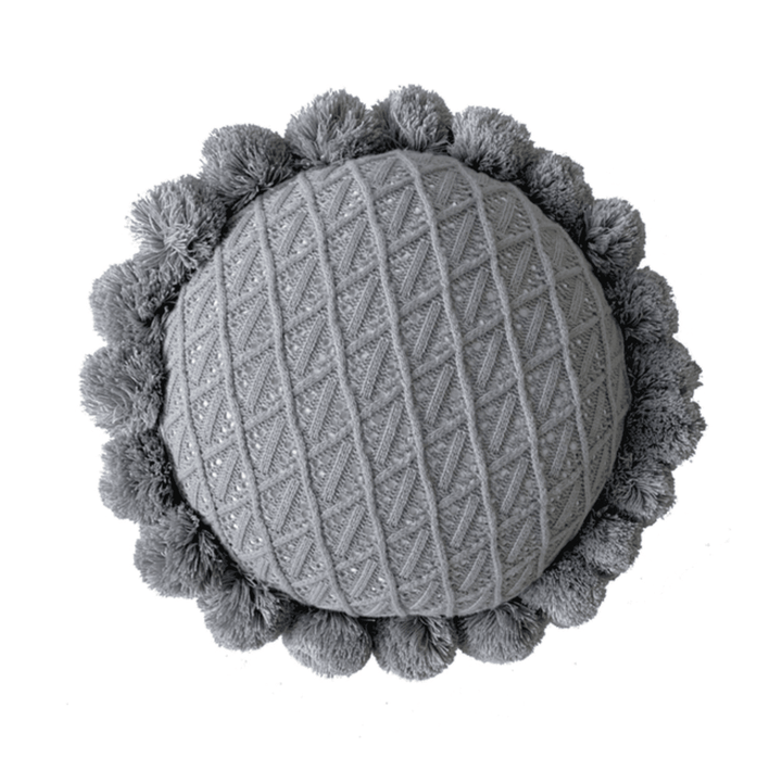 Söt Pom Pom Fringed Rund Kudde