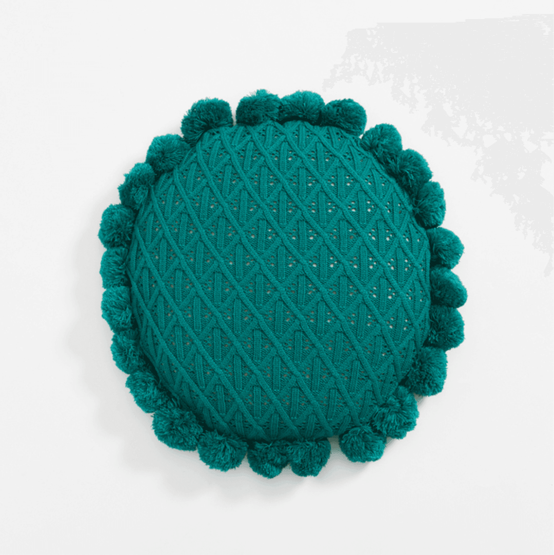 Söt Pom Pom Fringed Rund Kudde