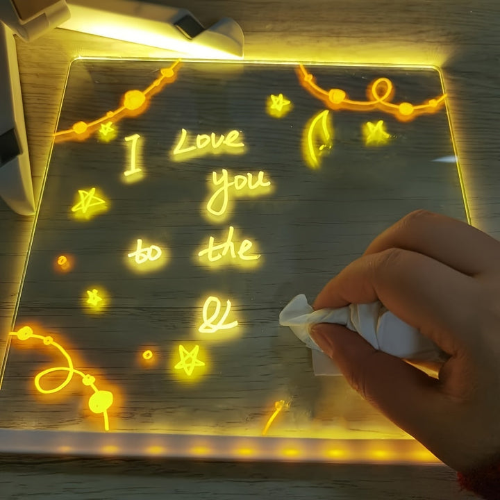 USB LED Noteboard med 12 färgade pennor - Ljust meddelandeboard för kontor och hem
