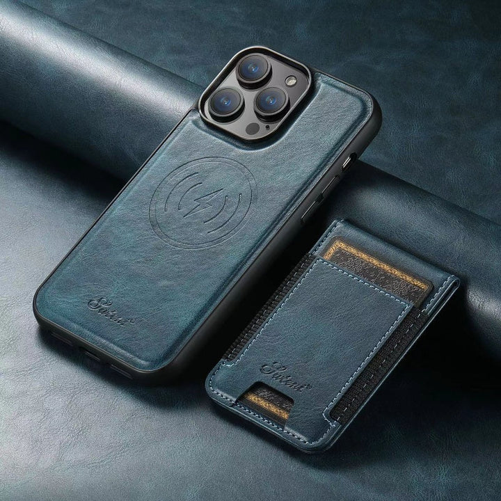 LuxCase Läderfodral med Kortfack och Ställ – Passar för iPhone