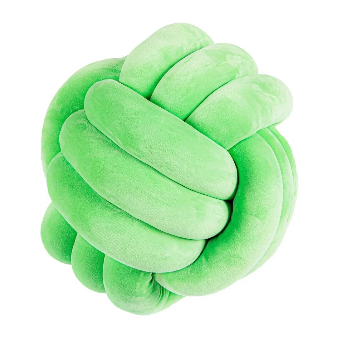 Dekorativ, mjuk kudde med knuten boll i mocka-look