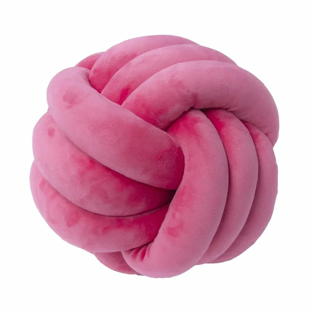 Dekorativ, mjuk kudde med knuten boll i mocka-look