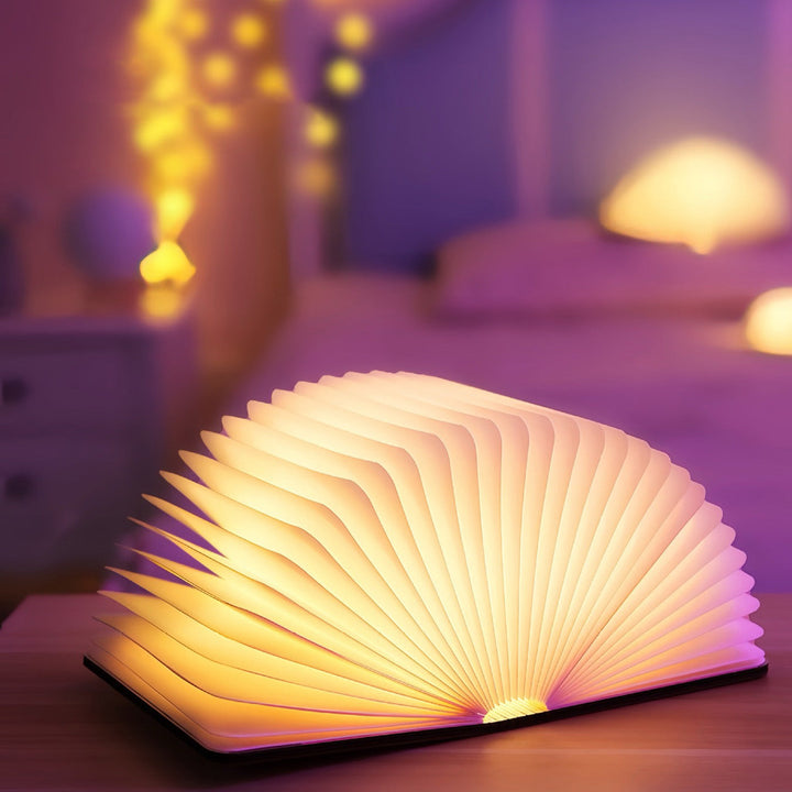 📖 Trä boklampa - För skrivbord, studie, present, dekoration, ljus