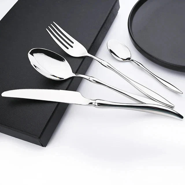 Vintage bestickset i rostfritt stål, spegelbestickset |
