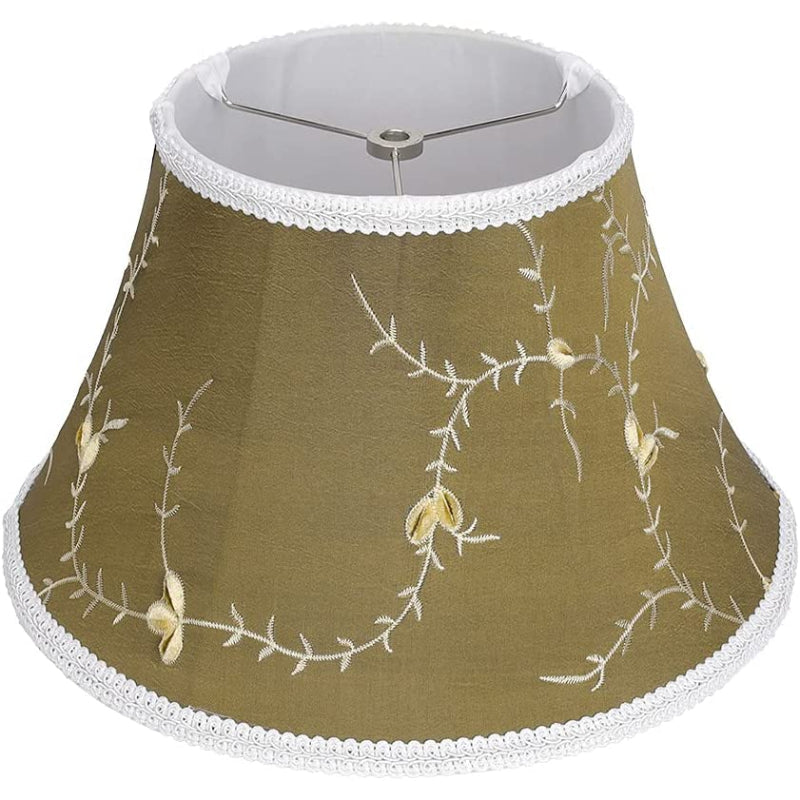 Medium lampskärm, fatformad tyg lampskärm för bordslampa och golvlampa, 7x13x7.8 tum, naturlig ventilerad linne, handgjord, spindel (vit)