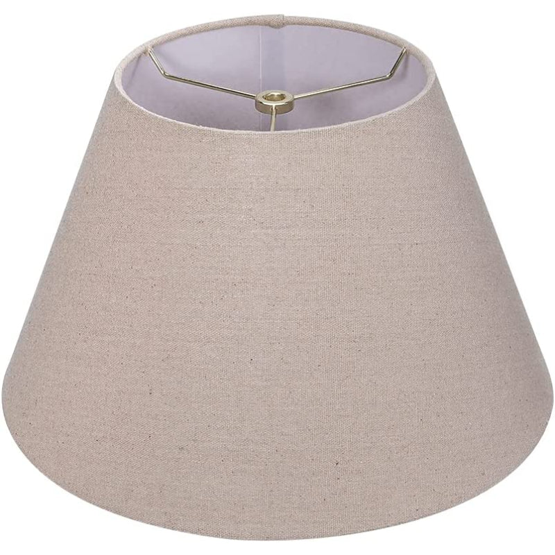 Medium lampskärm, fatformad tyg lampskärm för bordslampa och golvlampa, 7x13x7.8 tum, naturlig ventilerad linne, handgjord, spindel (vit)