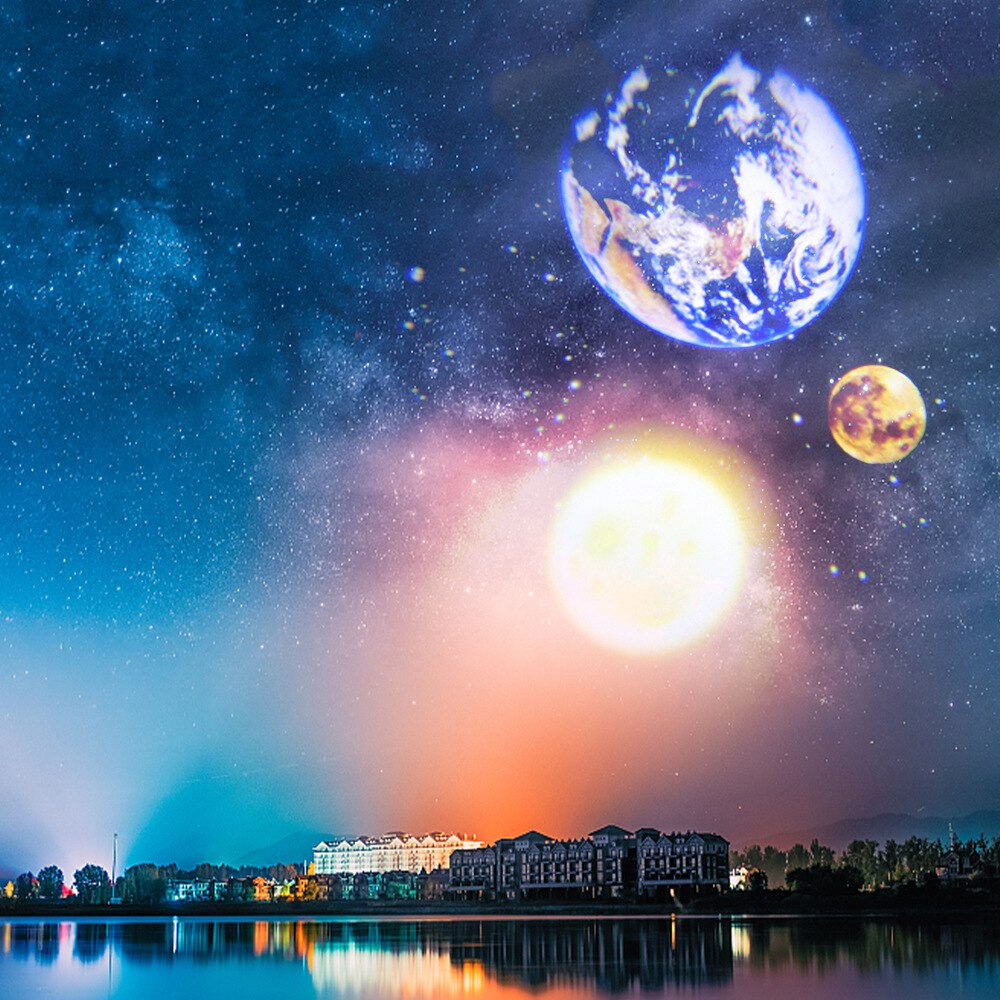 Jord &amp; Måne Projektorlampa | LED Nattljus | Kosmisk Atmosfär med Flera Läge