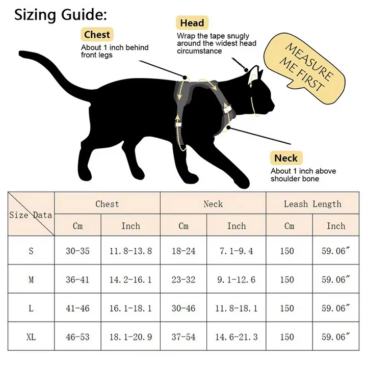 Reflekterande Kattsele och Koppel Set