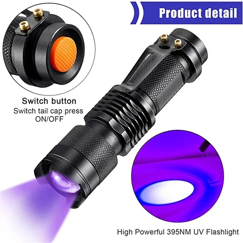 LED UV Ficklampa - Ultraviolet Inspektionslampa för Detektering av Husdjursurin och Fläckar